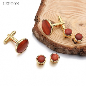 Hohe Qualit T Runde Holz Manschettenkn Pfe Tuxedo Studs Sets Gold Farbe Berzogen Lepton Herren Manschettenkn.jpg 640x640