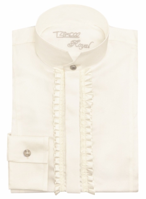 Tziacco Royal Hemd Stehkragen Creme Glanzstruktur Rueschen